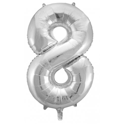 Number 8 Foil Balloon - Silver