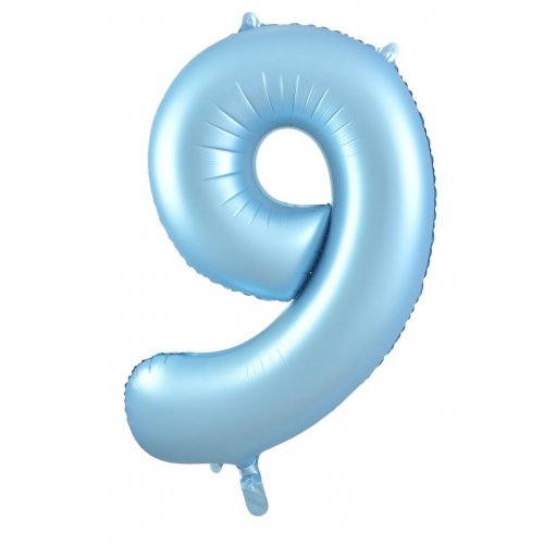 Number 9 Foil Balloon - Matt Pastel Blue