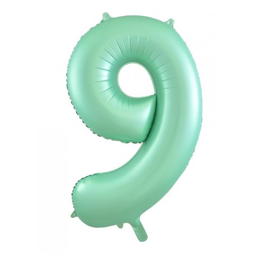 Number 9 Foil Balloon - Matt Pastel Green