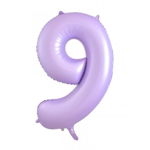Number 9 Foil Balloon - Matt Pastel Lilac