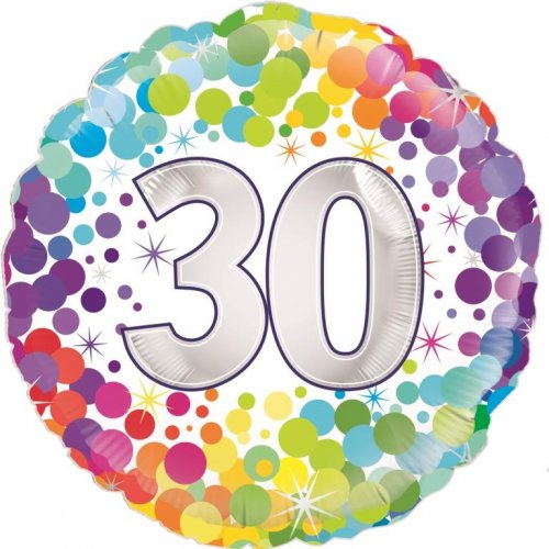 18 Inch Colourful Confetti 30th Birthday Foil Balloon