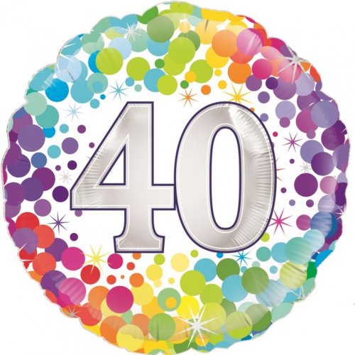 18 Inch Colourful Confetti 40th Birthday Foil Balloon