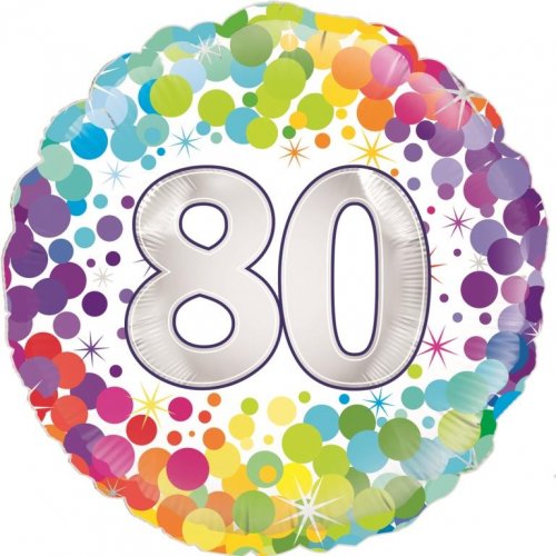 18 Inch Colourful Confetti 80th Birthday Foil Balloon