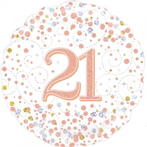 18 Inch Sparkling Fizz Rose Gold 21st Birthday Foil Balloon
