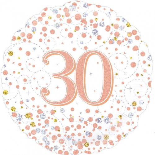 18 Inch Sparkling Fizz Rose Gold 30th Birthday Foil Balloon