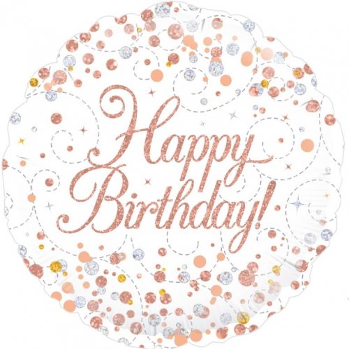 18 Inch Sparkling Fizz Rose Gold Birthday Foil Balloon