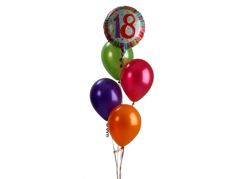 4 Helium Balloons Bouquet with 18 Inch Foil Balloon