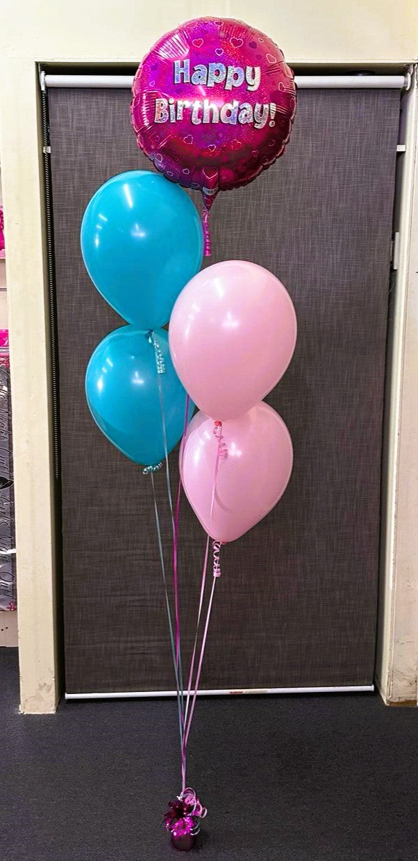 4 Helium Balloons Bouquet with 18 Inch Foil Balloon