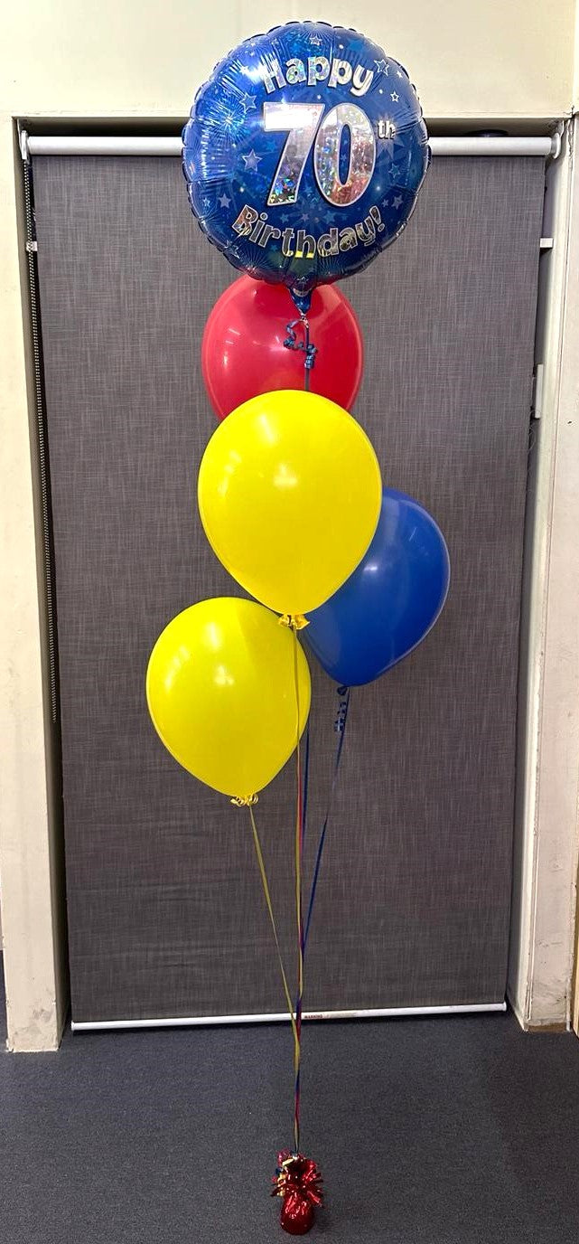 4 Helium Balloons Bouquet with 18 Inch Foil Balloon