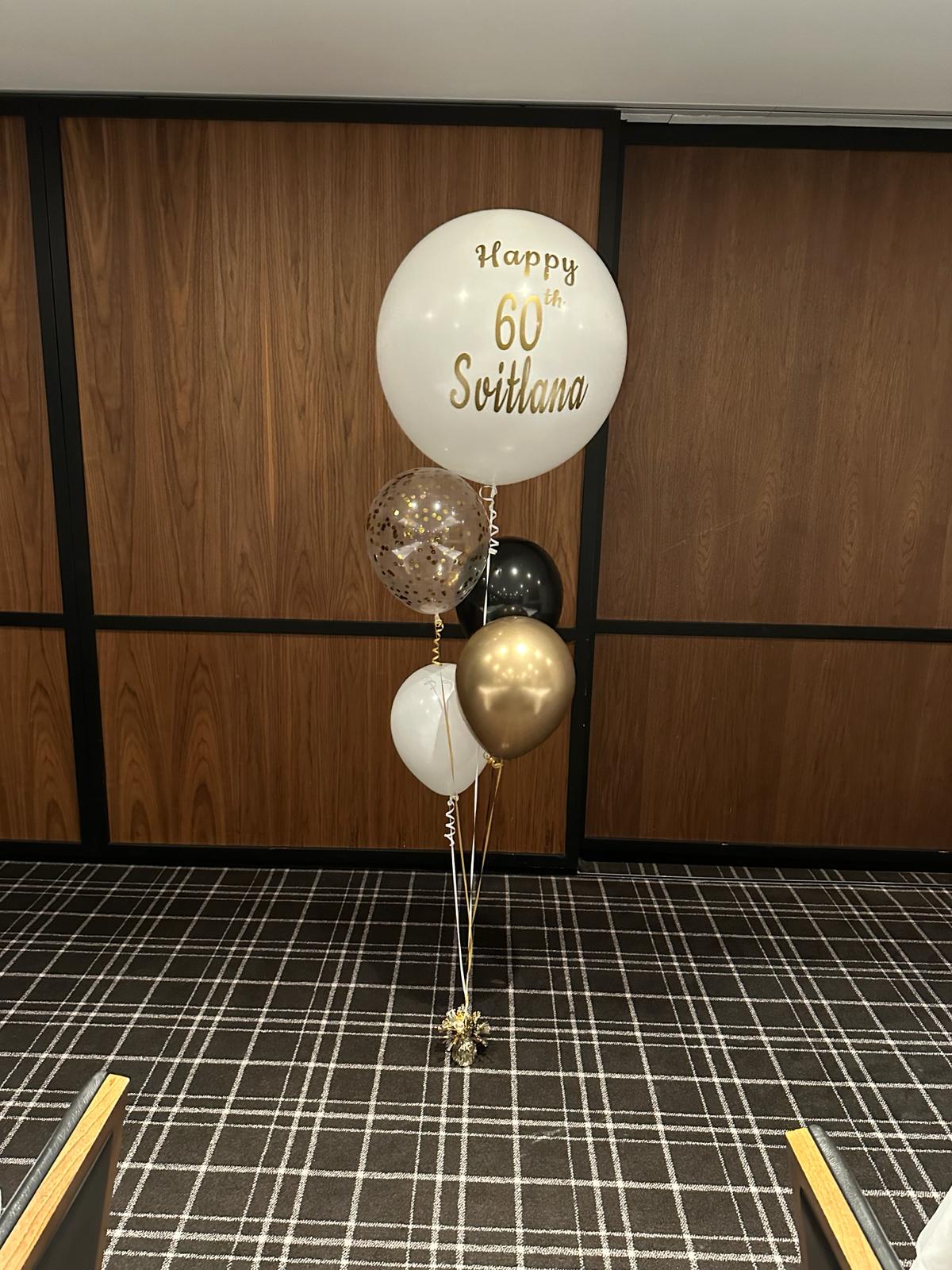 4 Helium Balloons Bouquet with 60cm Personalised Balloon – Balloon ...