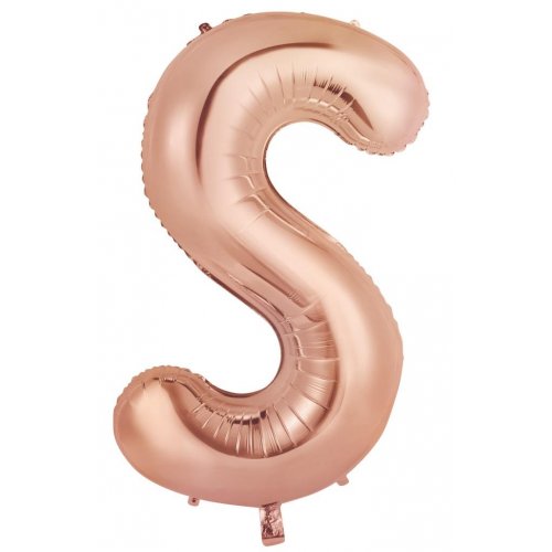 Letter S Foil Balloon 86cm - Rose Gold