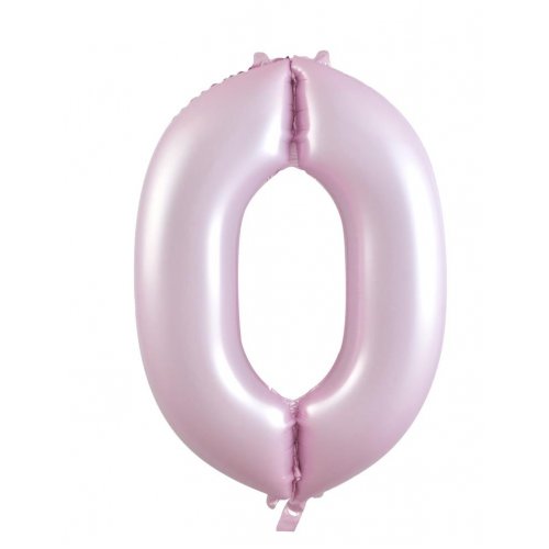 Number 0 Foil Balloon - Matt Pastel Pink