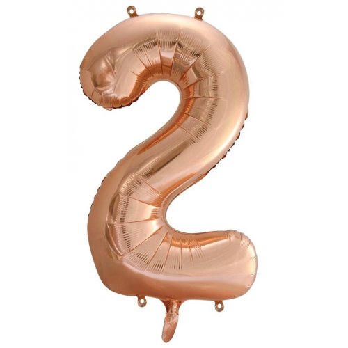Number 2 Foil Balloon - Rose Gold