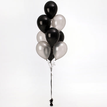 10 Helium Balloons Bouquet Black and Silver