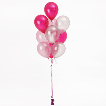 10 Helium Balloons Bouquet Pink and Silver
